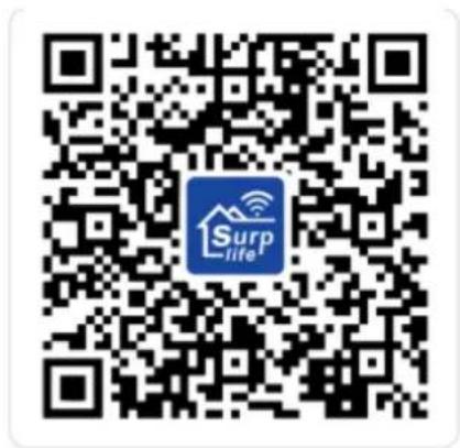 QR code with Surp Life logo in the center, likely linking to a digital service or website.