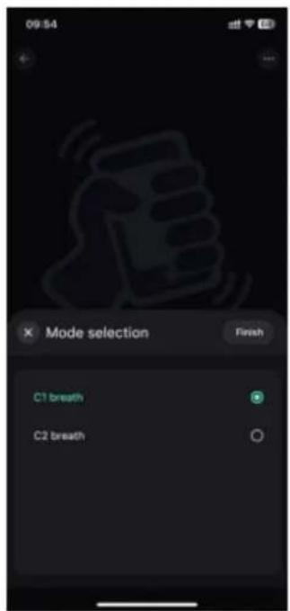 09:54 Mode selection Finish C1 breath C2 breath