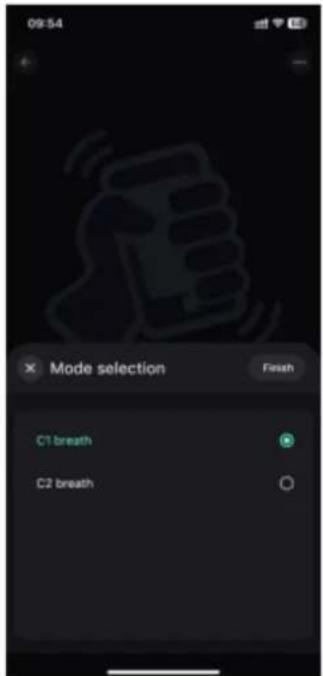 09:54 Mode selection Finish C1 breath C2 breath