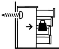 Diagram showing a mechanical or electrical component with labeled direction and arrow, possibly indicating movement or force.