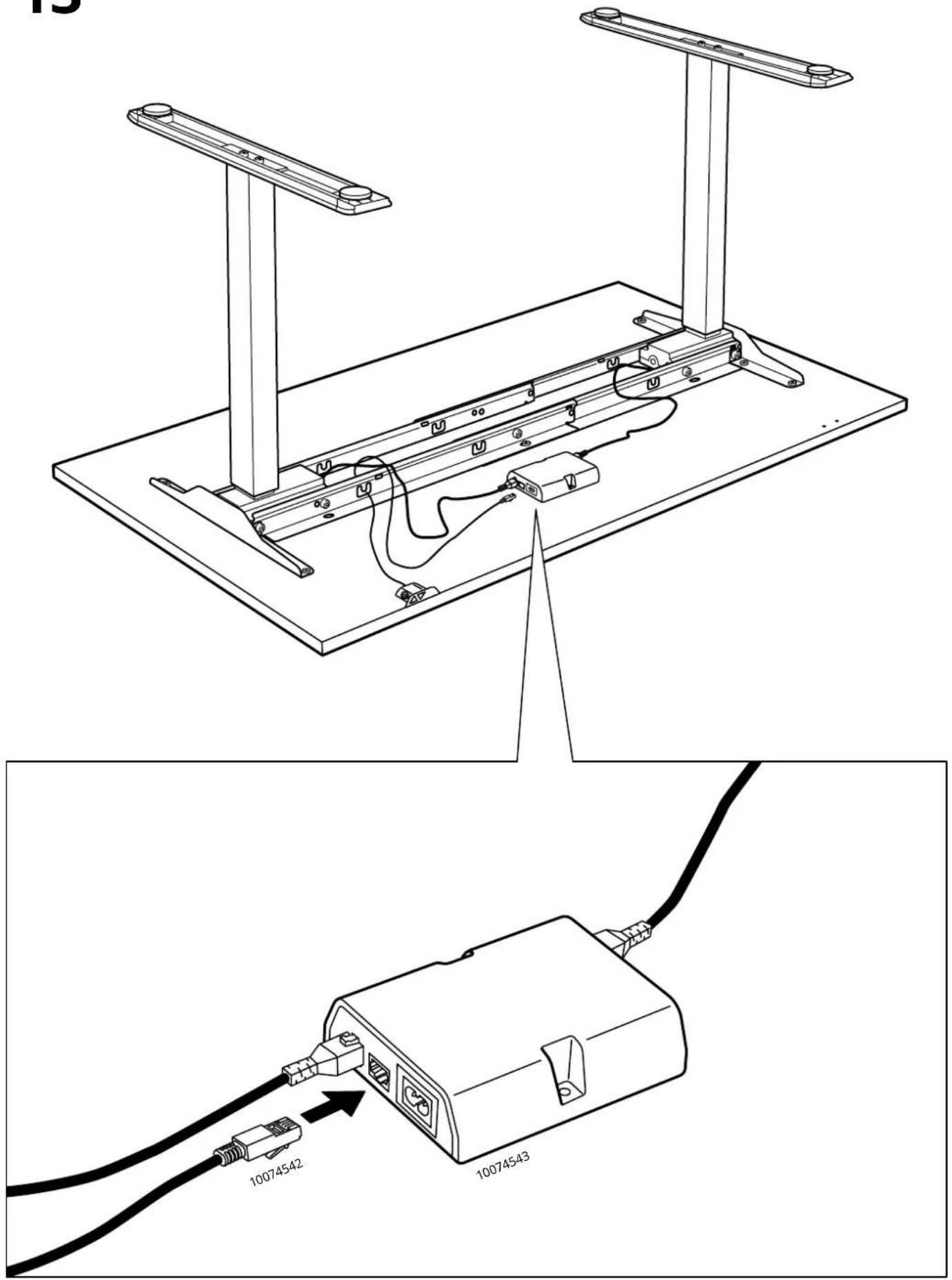 Technical diagram showing two connected electrical or mechanical components with labeled connectors and wiring, including a 10074542 connector.