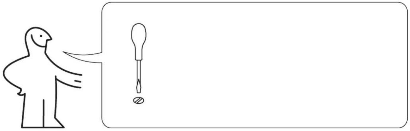 Simple line drawing showing a person pointing at a dropper tip with an exclamation mark, next to a blank rectangular box.