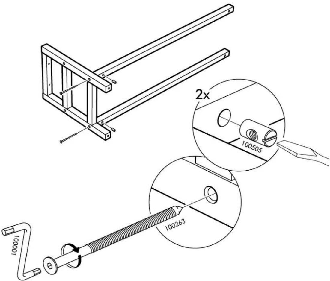 Technical diagram showing mechanical assembly with labeled parts and magnified detail view