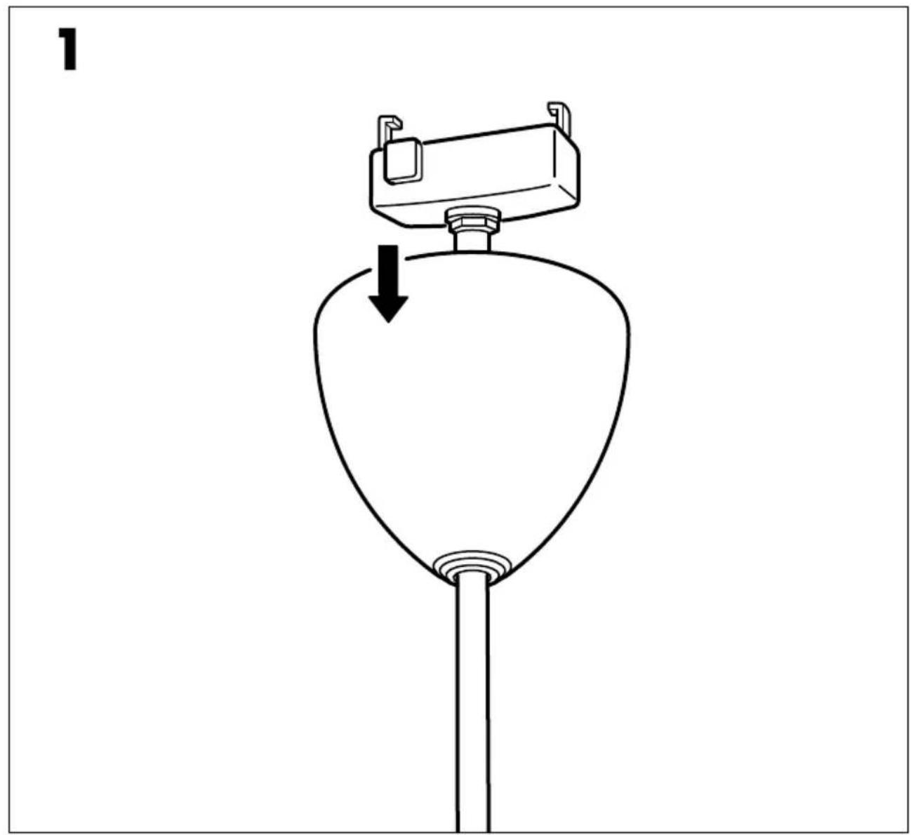 Line drawing of a medical device with a downward arrow indicating force or movement (no text or symbols)