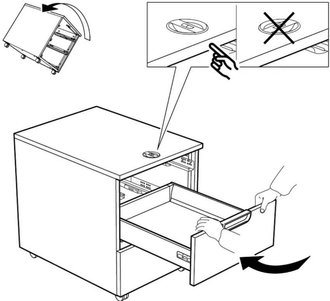 Diagram illustrating a door handle operation with labeled components and directional arrows indicating movement or repair steps.