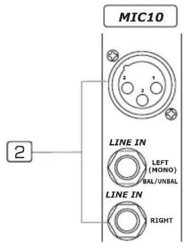 MIC10 2 LINE IN LEFT (MONO) BAL/UNBAL LINE IN RIGHT