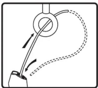 Diagram of a mechanical or fluidic device with curved and dashed lines indicating motion or flow (no text or symbols)