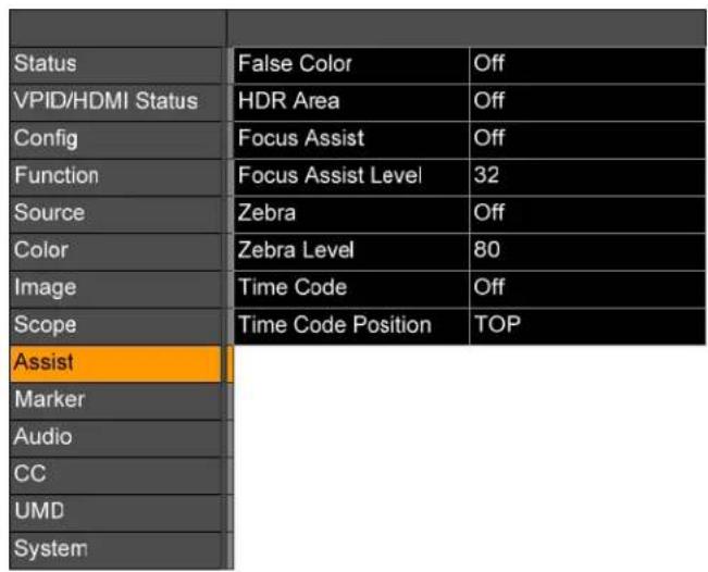 Wohler vMON-3280W-3G - Assist Menu - 1