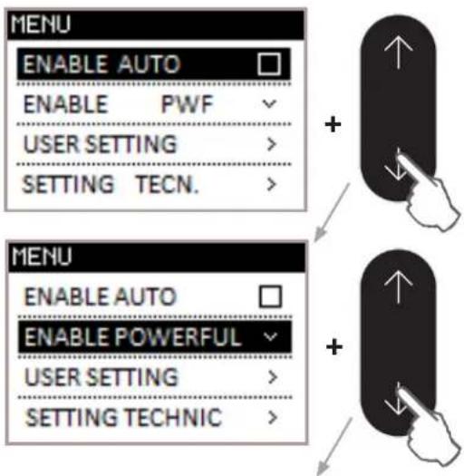 MENU ENABLE AUTO ENABLE PWF USER SETTING > SETTING TECN. > MENU ENABLE AUTO ENABLE POWERFUL USER SETTING > SETTING TECHNIC >