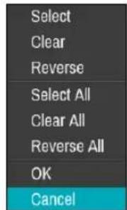 Select Clear Reverse Select All Clear All Reverse All OK Cancel