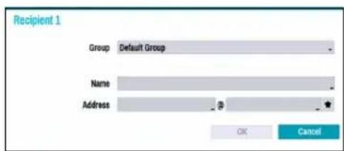 Recipient 1 Group Default Group Name Address OK Cancel
