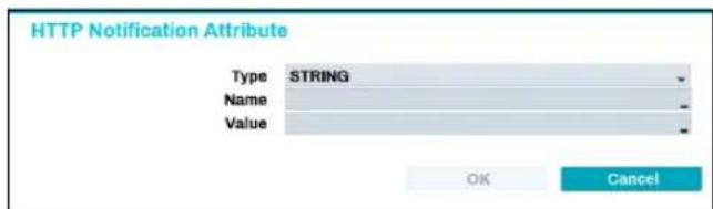 HTTP Notification Attribute Type STRING Name Value OK Cancel