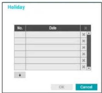 Holiday No. Date + OK Cancel