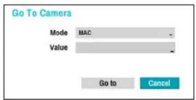 Go To Camera Mode MAC Value Go to Cancel