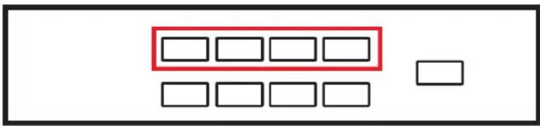 Diagram showing a red box with seven empty boxes arranged in two rows, one empty and one empty.