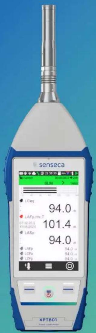 senseca SLM LCeq 94.0 LAFp.mx T 101.4 11.04/2024 LASp 94.0 LAFp 94.0 LCFp 94.0 LZPp 94.0 XPT801 Tread local meter