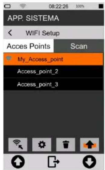 APP. SISTEMA WIFI Setup Acces Points Scan My_Access_point Access_point_2 Access_point_3