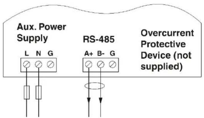 Aux. Power Supply L N G RS-485 A+ B- G Overcurrent Protective Device (not supplied)