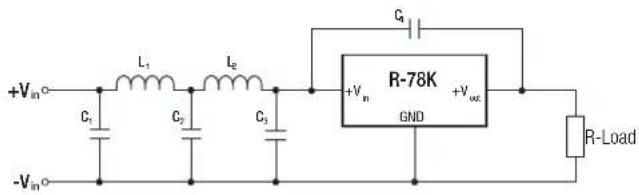 +V_in L1 L2 C1 C2 C3 R-78K +V_n GND +V_out C4 -V_in R-Load