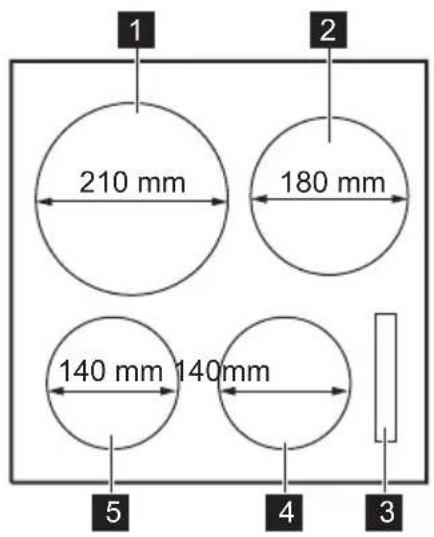 1 2 210 mm 180 mm 140 mm 140mm 5 4 3