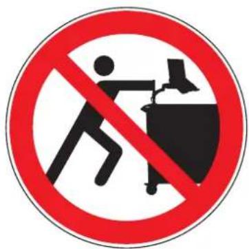 Prohibition sign with pictogram of a person using a device to avoid overexposed pollution