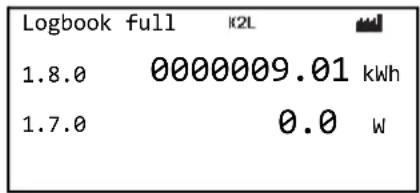 Logbook full K2L 1.8.0 0000009.01 kwh 1.7.0 0.0 W