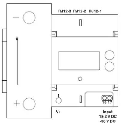 RJ12-3 RJ12-2 RJ12-1 1 V+ Input 19,2 V DC -36 V DC