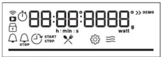 88:88:8888 h : min : s watt g STOP START STOP DEMO