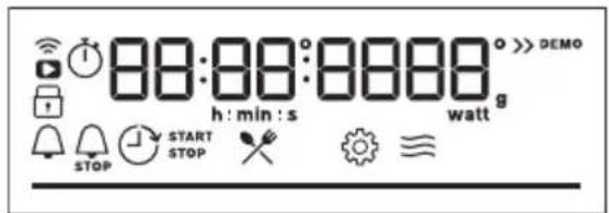 88:00:0000 h : min : s watt g STOP START STOP DEMO