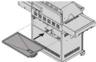 Technical illustration of a multi-level industrial machine with internal components and a folded panel (no text or symbols)