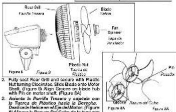 Rus drill Plants: Nutric Biotio Fiat Fan Spinner Liqua de Permeier Figure 8 Figure 9 Plants: Nutric Tetrales de Plastics 2. Fully seat Rear Grill and secures with Plastic Nutturing Clonotic, Slides into Motor Shaft, if Figure 10 Align Group on hose hub with Pin on motor shaft, (Figure 8A) 2. Anterior le Parafils Trusside insulator con la Tiereca de Plastico hacia la Derycha. Diastica de Medica en el Camel Motor, (Figure 8A) 3. El Mio de Paola de Pard Gede, (Figure 8A)