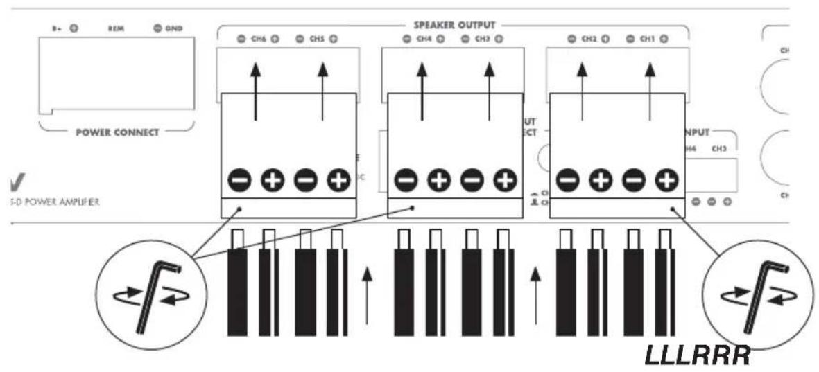 B+ REM GND POWER CONNECT S-D POWER AMPLIFIER SPEAKER OUTPUT CH6 CH5 CH4 CH3 CH2 CH1 UT UCT INPUT H4 CH3 CH LLLRRR