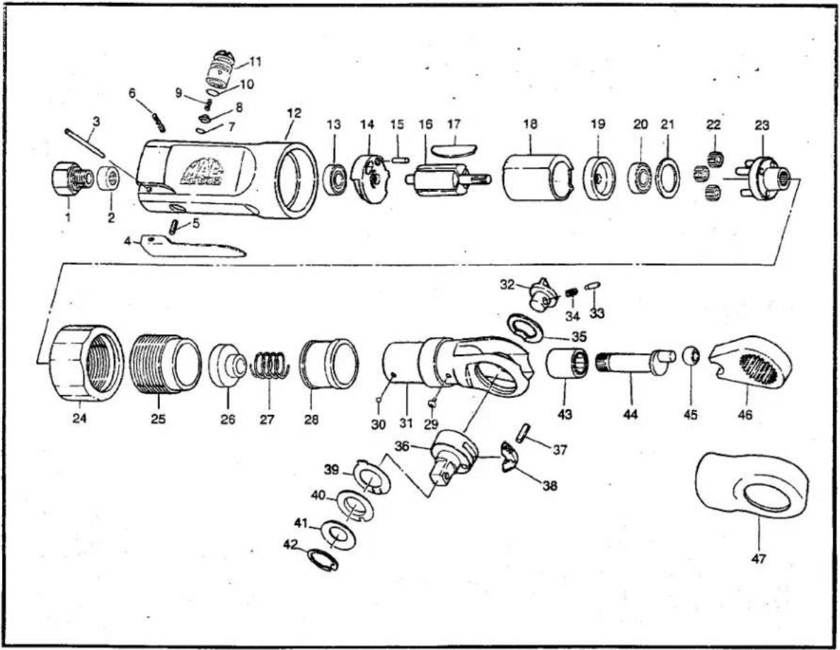 Exploded view diagram of a device with numbered parts for identification