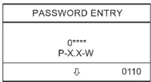 PASSWORD ENTRY 0**** P-X.X-W ↓ 0110