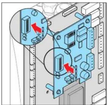 Diagram showing a device with labeled components and red arrows indicating directional movement or flow, likely illustrating a system or hardware layout.
