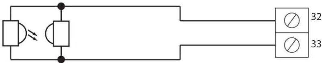 Electrical circuit diagram showing two parallel branches with labeled components and connection points