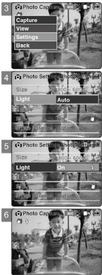 3 Photo Cap/Line 800 Capture View Settings Back 4 Photo Settings/Photo SettingsP Size 800x600 Light Auto Photo Balance Auto 5 Photo Settings/Photo SettingsS Size 800x600 Light On Photo Balance Auto 6 Photo Cap/Line 800