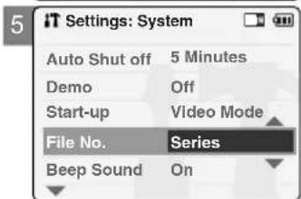 Settings: System Auto Shut off 5 Minutes Demo Off Start-up Video Mode File No. Series Beep Sound On
