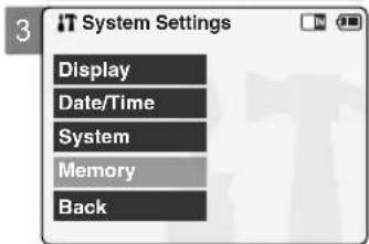 3 System Settings Display Date/Time System Memory Back