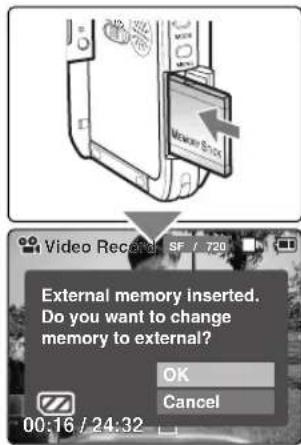 Video Store SF / 720 External memory inserted. Do you want to change memory to external? OK Cancel 00:16 / 24:32