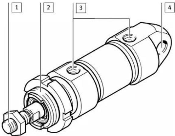 Technical diagram of a mechanical component with numbered parts labeled 1 to 4