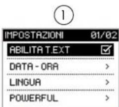 IMPOSTAZIONI 01/02 ABILITA TEXT DATA - ORA > LINGUA > POWERFUL >
