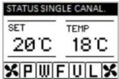 STATUS SINGLE CANAL. SET 20℃ TEMP 18℃ P W F U L