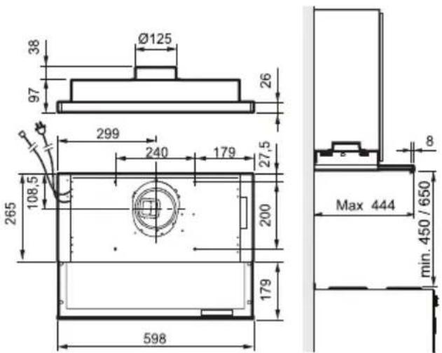 Ø125 38 97 26 299 240 179 27,5 265 108,5 200 179 598 8 Max 444 min. 450 / 650