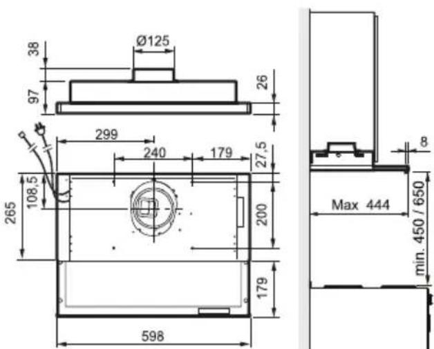 Ø125 38 97 26 299 240 179 27,5 108,5 265 200 179 598 8 Max 444 min. 450 / 650