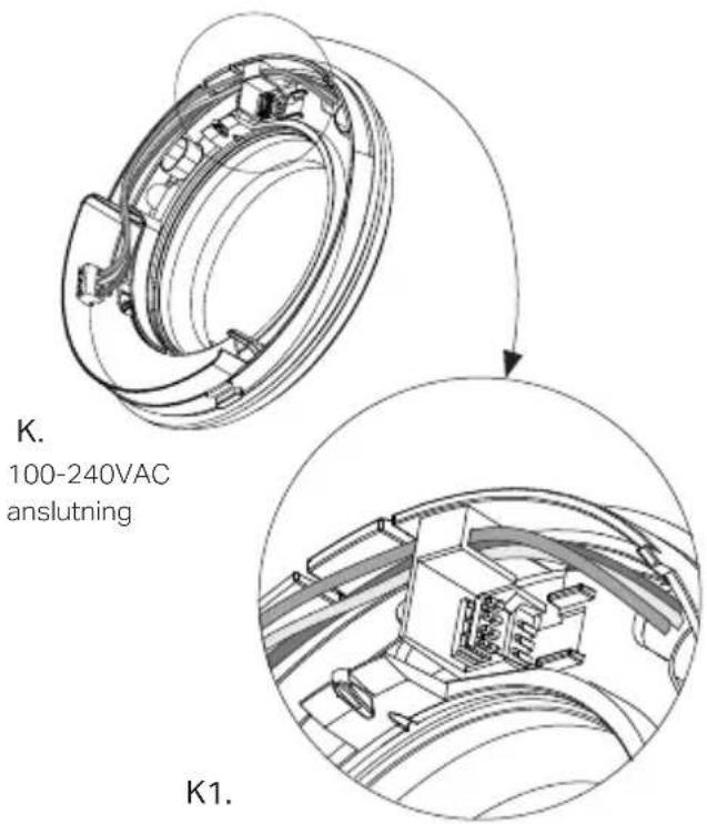 K. 100-240VAC anslutning K1.