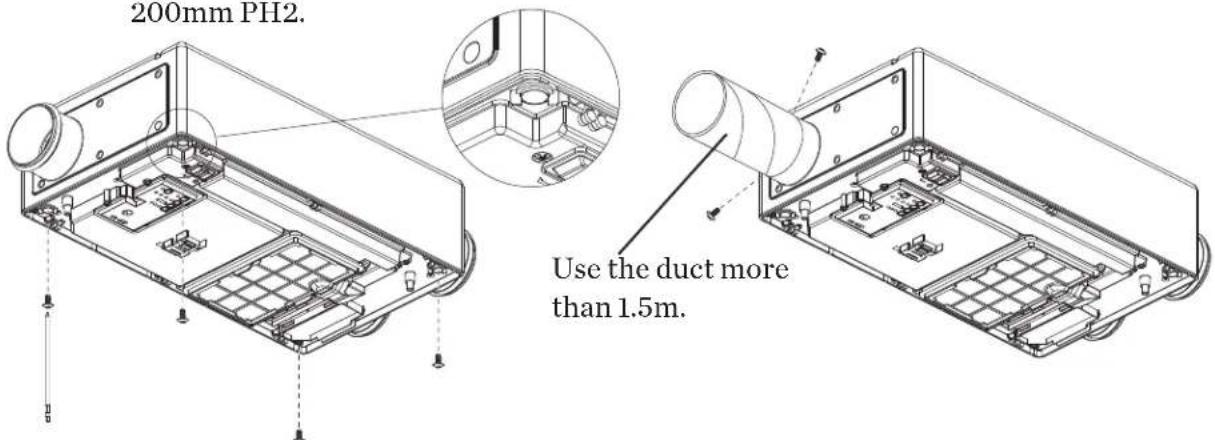 200mm PH2. Use the duct more than 1.5m.