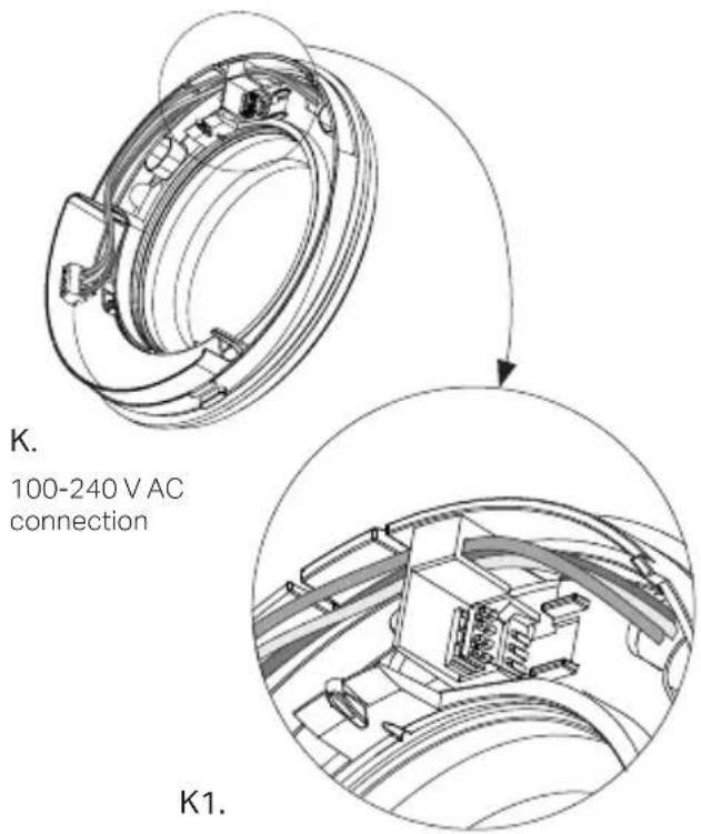 K. 100-240 V AC connection K1.