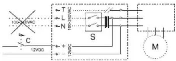 100-240VAC T L N 100-240VAC S C 12VDC + - 12VDC M