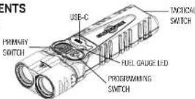 CENTS PRIMARY SWITCH USE-C TACTICAL SWITCH FUEL GUAGE LED PROGRAMMING SWITCH